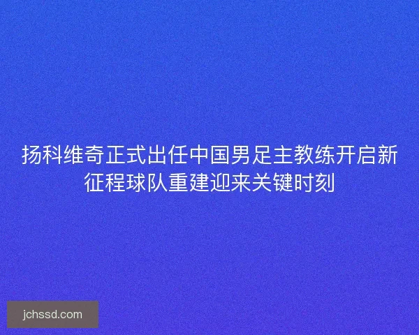 扬科维奇正式出任中国男足主教练开启新征程球队重建迎来关键时刻